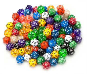 Pack of 100+ Random D20 Polyhedral Dice in Multiple Colors Pack of 100+ Random D20 Polyhedral Dice in Multiple Colors