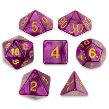 Pearlized 7-piece Dice Set in Velvet Pouch - Abyssal Mist Pearlized 7-piece Dice Set in Velvet Pouch - Abyssal Mist