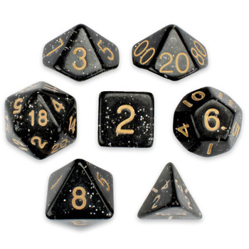 Glitter 7-piece Dice Set in Velvet Pouch - Stardust Glitter 7-piece Dice Set in Velvet Pouch - Stardust