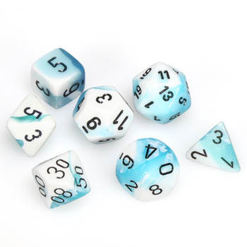 7-piece Gemini dice set - D&D dice - White and Teal 7-piece Gemini dice set - D&D dice - White and Teal