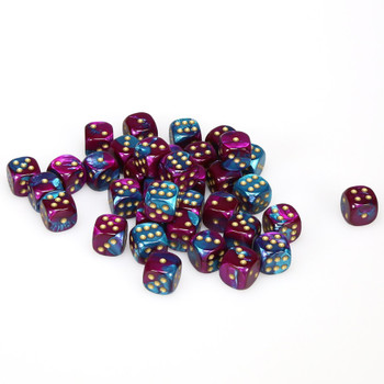 12mm Gemini Purple and Teal d6s - Set of 36 12mm Gemini Purple and Teal d6s - Set of 36