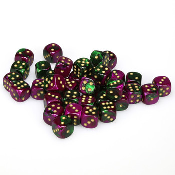 12mm Gemini Green and Purple d6s - Set of 36 12mm Gemini Green and Purple d6s - Set of 36