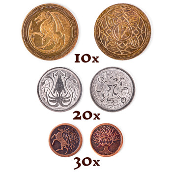 The Dragon's Hoard - 60 Metal Coins in Leather Pouch The Dragon's Hoard - 60 Metal Coins in Leather Pouch