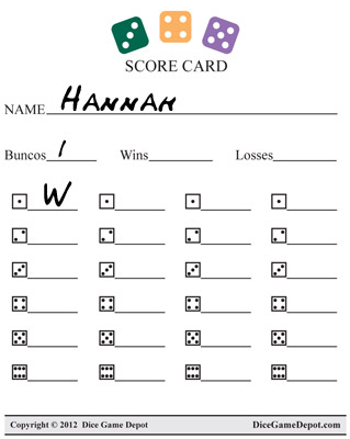 Bunco Scorecard