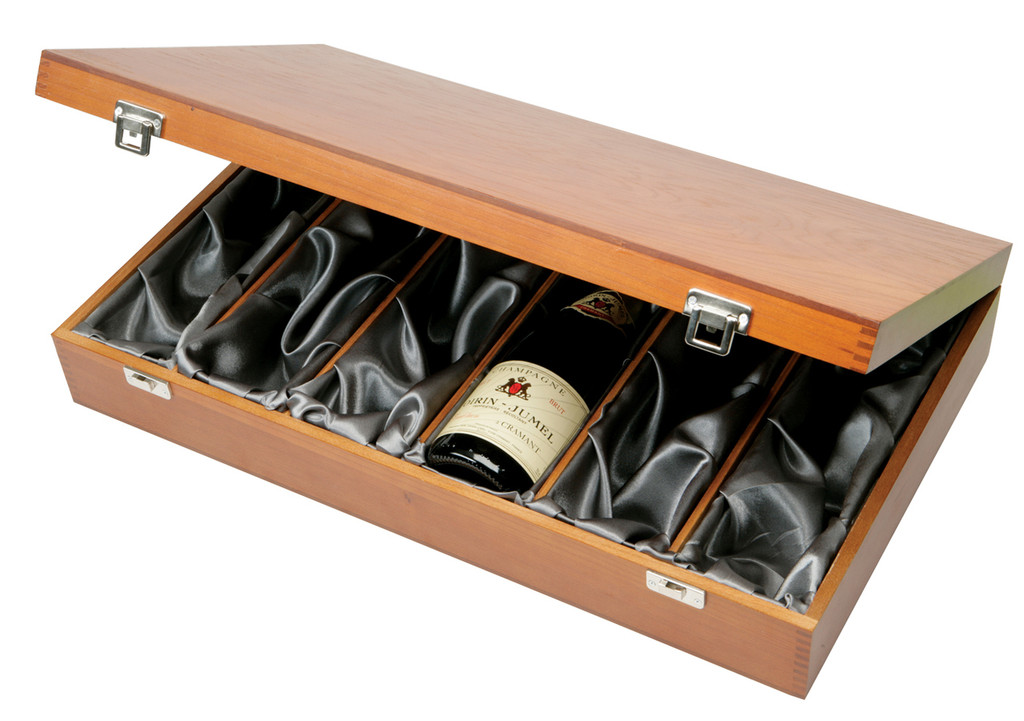 6 Bottle Wooden Presentation Box Silk lined Boxs and Bags from Fraziers