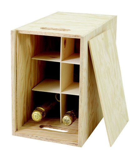 6 Bottle Presentation Box Wooden with Slats