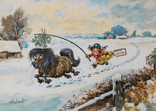 Mistletoe Pony Thelwell Christmas Card