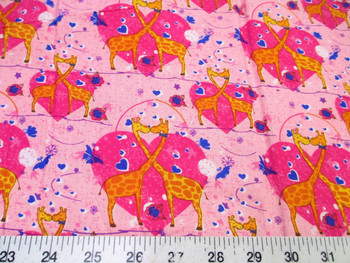 Discount Fabric Quilting Cotton Heart Kissing Pink Giraffes 401K Discount Fabric Quilting Cotton Heart Kissing Pink Giraffes 401K