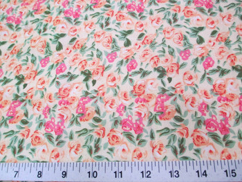 Discount Fabric Quilting Cotton Peach, Pink and Green Floral 405K Discount Fabric Quilting Cotton Peach, Pink and Green Floral 405K