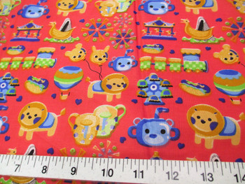 Discount Fabric Cotton Apparel Rose Red Carnival Day Trains Carousel Lion 403K Discount Fabric Cotton Apparel Rose Red Carnival Day Trains Carousel Lion 403K