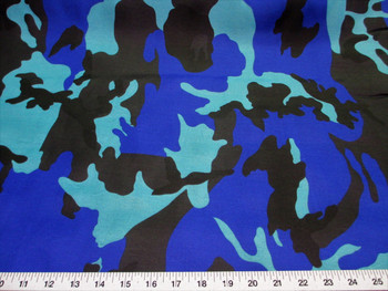 Discount Fabric Cotton Apparel Turquoise, Blue and Black Camo Camouflage 306K Discount Fabric Cotton Apparel Turquoise, Blue and Black Camo Camouflage 306K