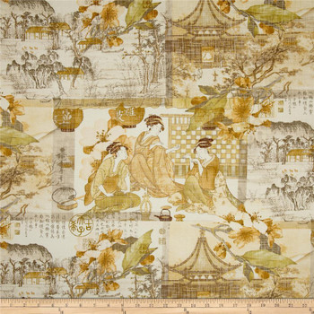 Fabric Richloom Upholstery Drapery August Moon Chamomile Asian Toile 20QQ Fabric Richloom Upholstery Drapery August Moon Chamomile Asian Toile 20QQ