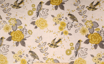 Fabric Richloom Upholstery Drapery Linen Bountiful Dandelion Floral Birds 21QQ Fabric Richloom Upholstery Drapery Linen Bountiful Dandelion Floral Birds 21QQ