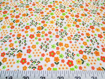 Discount Fabric Cotton Apparel Orange and Green Floral 203J Discount Fabric Cotton Apparel Orange and Green Floral 203J