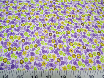 Discount Fabric Quilting Cotton Purple, Yellow and Green Floral 204J Discount Fabric Quilting Cotton Purple, Yellow and Green Floral 204J