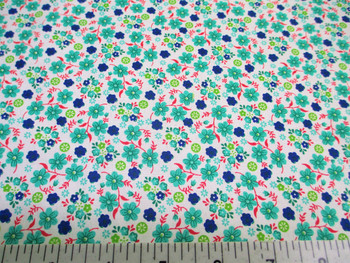 Discount Fabric Quilting Cotton Teal, Navy and Red Floral 205J Discount Fabric Quilting Cotton Teal, Navy and Red Floral 205J