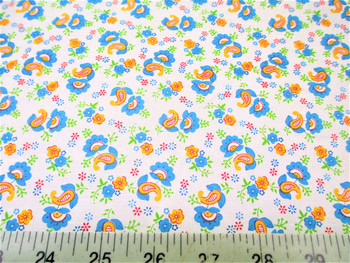Discount Fabric Cotton Apparel Blue, Orange and Green Floral Paisley 406J Discount Fabric Cotton Apparel Blue, Orange and Green Floral Paisley 406J