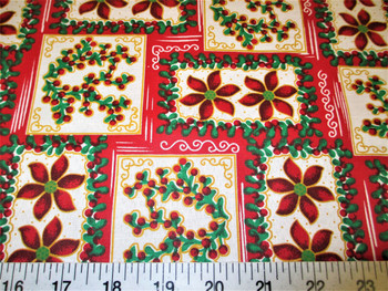 Discount Fabric Quilting Cotton Christmas Poinsettia and Holly Frames 15T Discount Fabric Quilting Cotton Christmas Poinsettia and Holly Frames 15T
