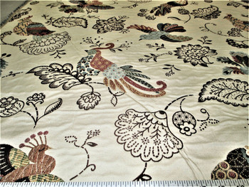 Discount Fabric Upholstery Drapery Multi Colored Jacquard Peacock Floral 21DD Discount Fabric Upholstery Drapery Multi Colored Jacquard Peacock Floral 21DD