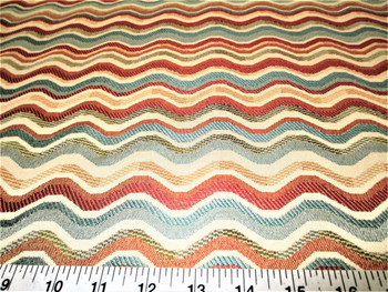 Discount Fabric Upholstery Drapery Multi Colored Jacquard Waves 12DD Discount Fabric Upholstery Drapery Multi Colored Jacquard Waves 12DD