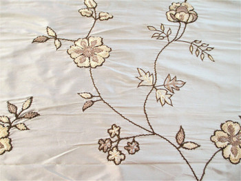 Fabric Robert Allen Beacon Hill Sir Percy Ivory 100% Silk Embroidered Floral 2H Fabric Robert Allen Beacon Hill Sir Percy Ivory 100% Silk Embroidered Floral 2H