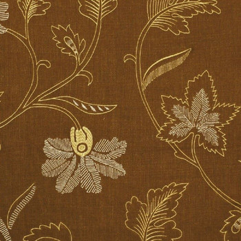 Fabric Robert Allen Beacon Hill Lakeside Teak Embroidered Linen Floral 43II Fabric Robert Allen Beacon Hill Lakeside Teak Embroidered Linen Floral 43II