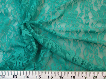 Discount Fabric Stretch Mesh Lace Teal Floral Sheer 02LC Discount Fabric Stretch Mesh Lace Teal Floral Sheer 02LC