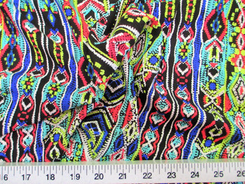 Discount Fabric Challis Rayon Apparel Turquoise Pink Blue and Green Aztec 302G Discount Fabric Challis Rayon Apparel Turquoise Pink Blue and Green Aztec 302G