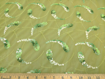 Discount Fabric 4 way Stretch Sheer Light Olive with Sequins 116FL Discount Fabric 4 way Stretch Sheer Light Olive with Sequins 116FL