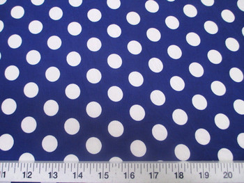 Discount Fabric Printed Lycra Spandex Stretch Blue with White Polka Dots 302H Discount Fabric Printed Lycra Spandex Stretch Blue with White Polka Dots 302H