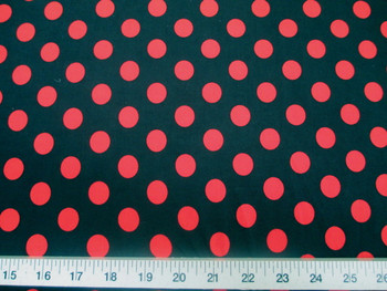 Discount Fabric Printed Lycra Spandex Stretch Black with Red Polka Dots 200H Discount Fabric Printed Lycra Spandex Stretch Black with Red Polka Dots 200H