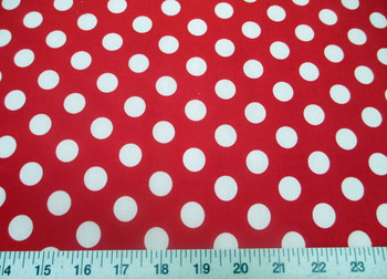 Discount Fabric Printed Lycra Spandex Stretch Red with White Polka Dots 202H Discount Fabric Printed Lycra Spandex Stretch Red with White Polka Dots 202H