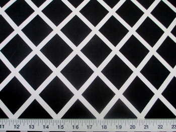Discount Fabric Printed Lycra Spandex Stretch Black Diamond White Lattice 400B Discount Fabric Printed Lycra Spandex Stretch Black Diamond White Lattice 400B