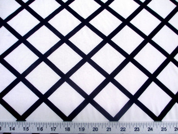 Discount Fabric Printed Lycra Spandex Stretch White Diamond Black Lattice 402C Discount Fabric Printed Lycra Spandex Stretch White Diamond Black Lattice 402C