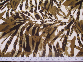 Discount Fabric Printed Lycra Spandex Stretch Big Cat Stripe Olive Brown 201E Discount Fabric Printed Lycra Spandex Stretch Big Cat Stripe Olive Brown 201E