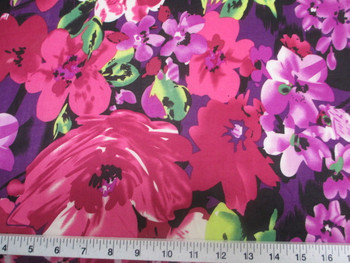 Discount Fabric Printed Lycra Spandex Stretch Bold Floral Fuschia Purple 402B Discount Fabric Printed Lycra Spandex Stretch Bold Floral Fuschia Purple 402B