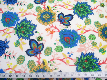 Discount Fabric Printed Lycra Spandex Stretch Pink Blue White Floral 200F Discount Fabric Printed Lycra Spandex Stretch Pink Blue White Floral 200F