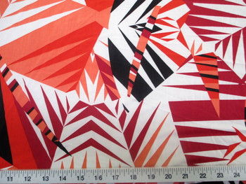 Discount Fabric Printed Lycra Spandex Stretch Orange Black Bamboo Leaves 300A Discount Fabric Printed Lycra Spandex Stretch Orange Black Bamboo Leaves 300A