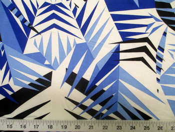 Discount Fabric Printed Lycra Spandex Stretch Blue Black Bamboo Leaves 301A Discount Fabric Printed Lycra Spandex Stretch Blue Black Bamboo Leaves 301A