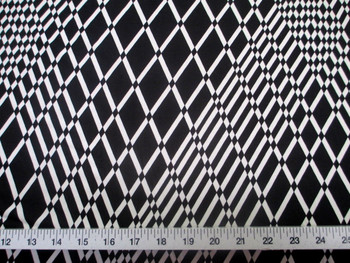 Discount Fabric Printed Lycra Spandex Stretch Black White Geometric Diamond 201B Discount Fabric Printed Lycra Spandex Stretch Black White Geometric Diamond 201B