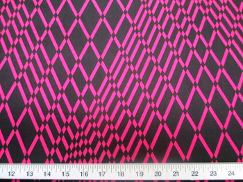 Discount Fabric Printed Lycra Spandex Stretch Pink Black Geometric Diamonds 202B Discount Fabric Printed Lycra Spandex Stretch Pink Black Geometric Diamonds 202B