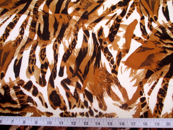 Discount Fabric Printed Lycra Spandex Stretch Big Cat Stripe Burnt Orange 301E Discount Fabric Printed Lycra Spandex Stretch Big Cat Stripe Burnt Orange 301E