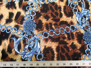 Discount Fabric Printed Lycra Spandex Stretch Big Cat Chains Black & Brown 302C Discount Fabric Printed Lycra Spandex Stretch Big Cat Chains Black & Brown 302C