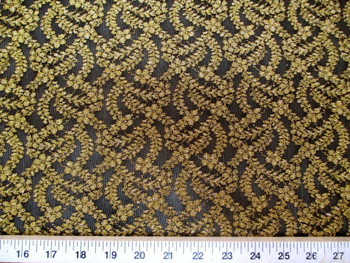 Discount Fabric Stretch Lace Black Metallic Gold Floral 100LC Discount Fabric Stretch Lace Black Metallic Gold Floral 100LC