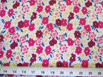 Discount Fabric Challis Rayon Pink, Blue and Yellow Floral 2 yds @ $6.99 202J Discount Fabric Challis Rayon Pink, Blue and Yellow Floral 2 yds @ $6.99 202J