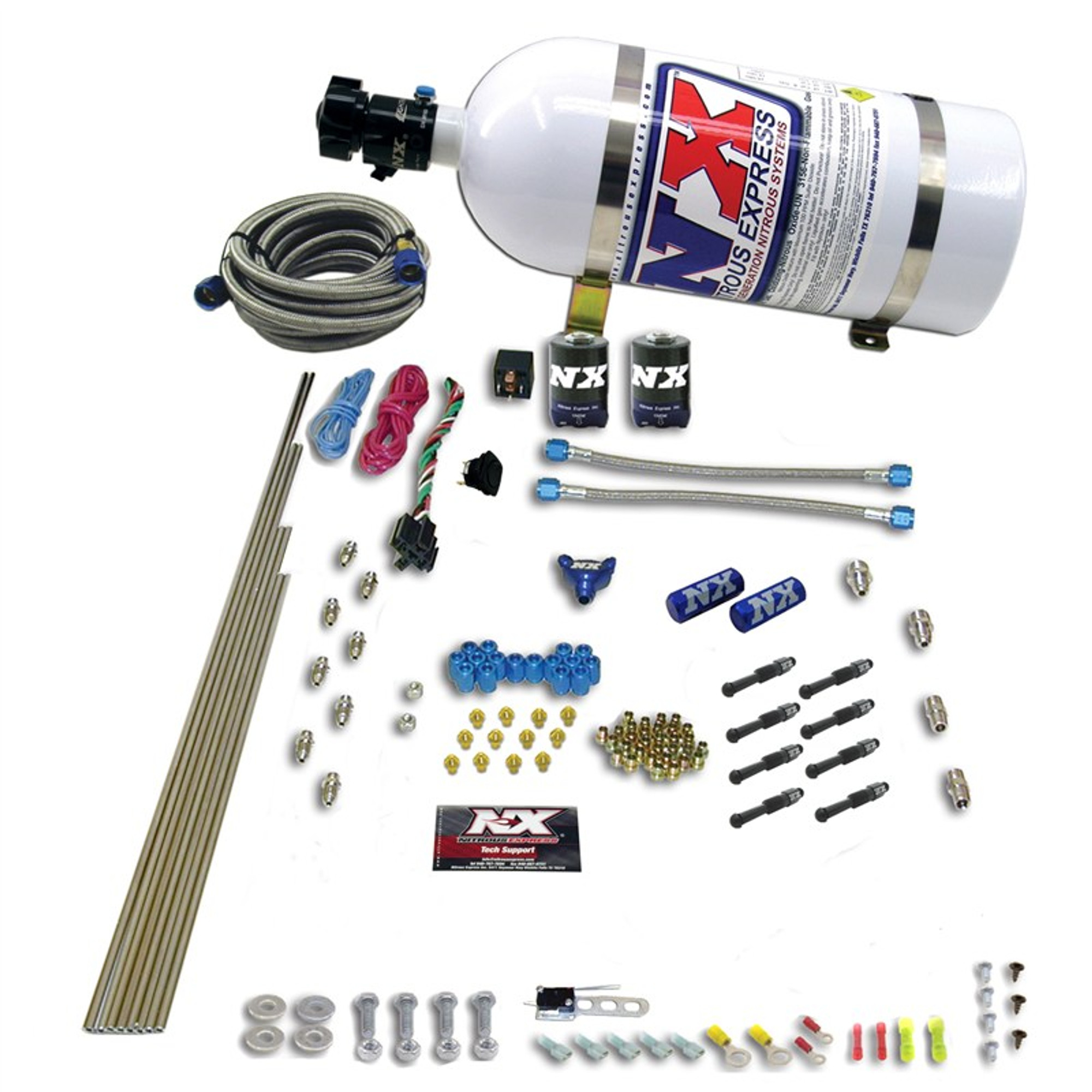 Nitrous Express 8 Cyl Dry Direct Port, 2 Solenoids, With 10Lb Bottle