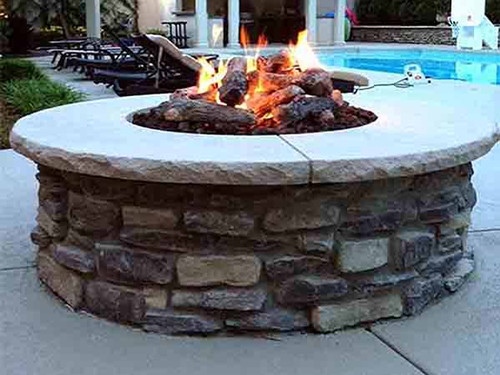 Round Ready To Finish Fire Pit Kit ... DIY Ready To Finish Gas Fire Pit Kit- As shown finished product with stone veneer ... - Round Ready To Finish Fire Pit Kit