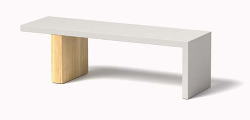 Plank Bench- As shown in Linen White Powder Coat Aluminum and Cedar Block Leg. Plank Bench- As shown in Linen White Powder Coat Aluminum and Cedar Block Leg.