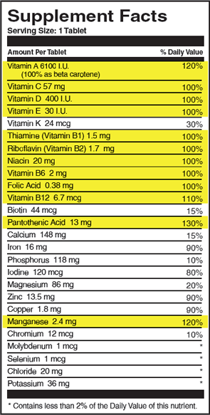 Geritol MultiVitamin Nutritional Support 100 Tablets 26 essential
