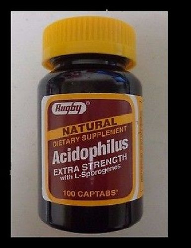 Rugby Acidophilus Extra Strength w/ L-Sporogenes 100 captabs